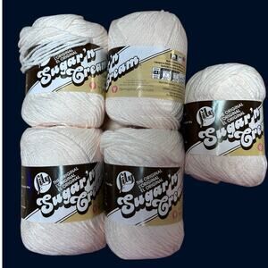 Sugar ‘n Cream Cotton Crochet Knitting Yarn Lot of 5 (different lots) Soft Ecru